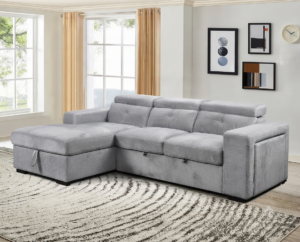 Hasaam Grey Sofa Bed with Built-In Charging & Storage
