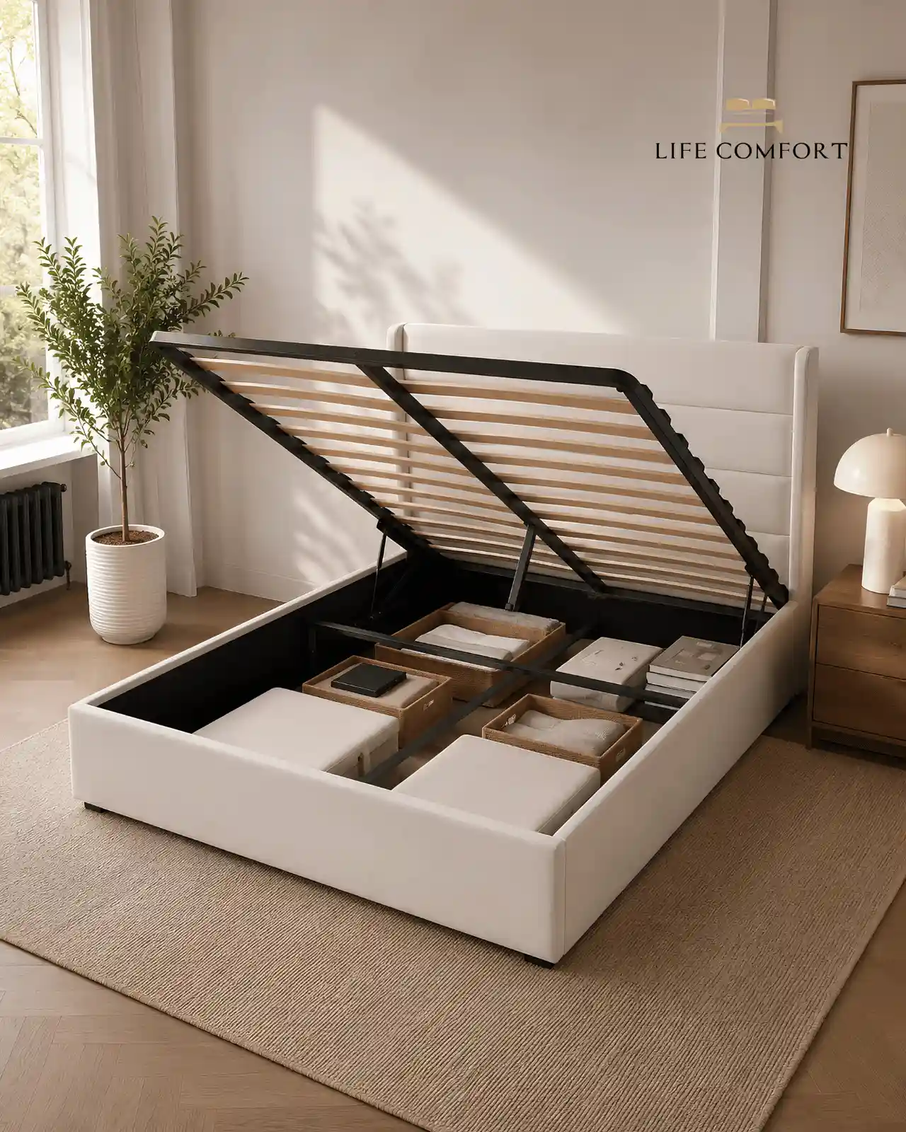 Storage hydraulic bed frame