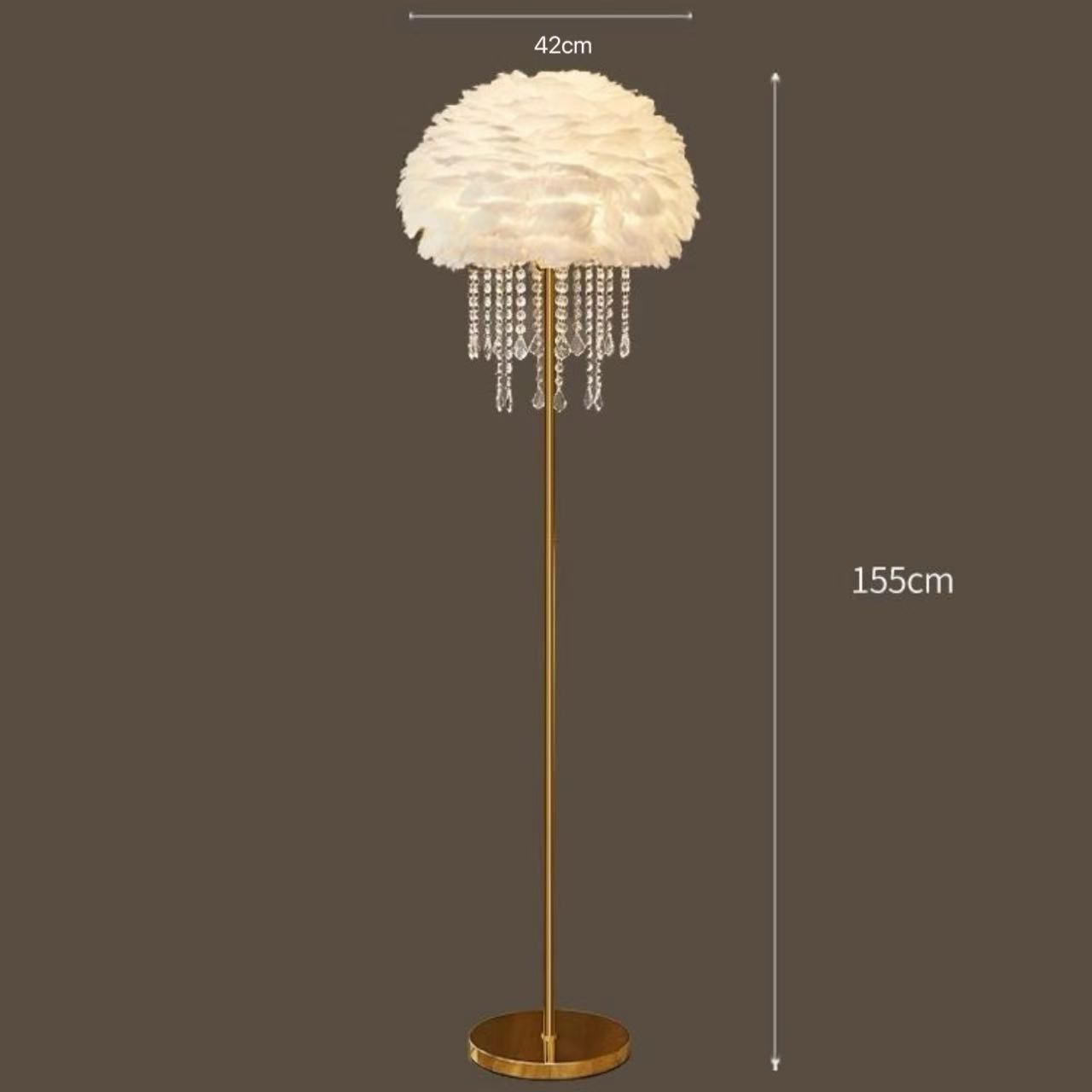 Real Feather-Floor lamp with Crystal Pendants - Image 5