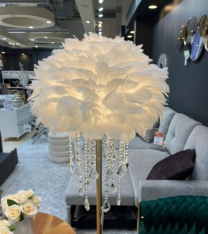 Real Feather-Table lamp with Crystal Pendants