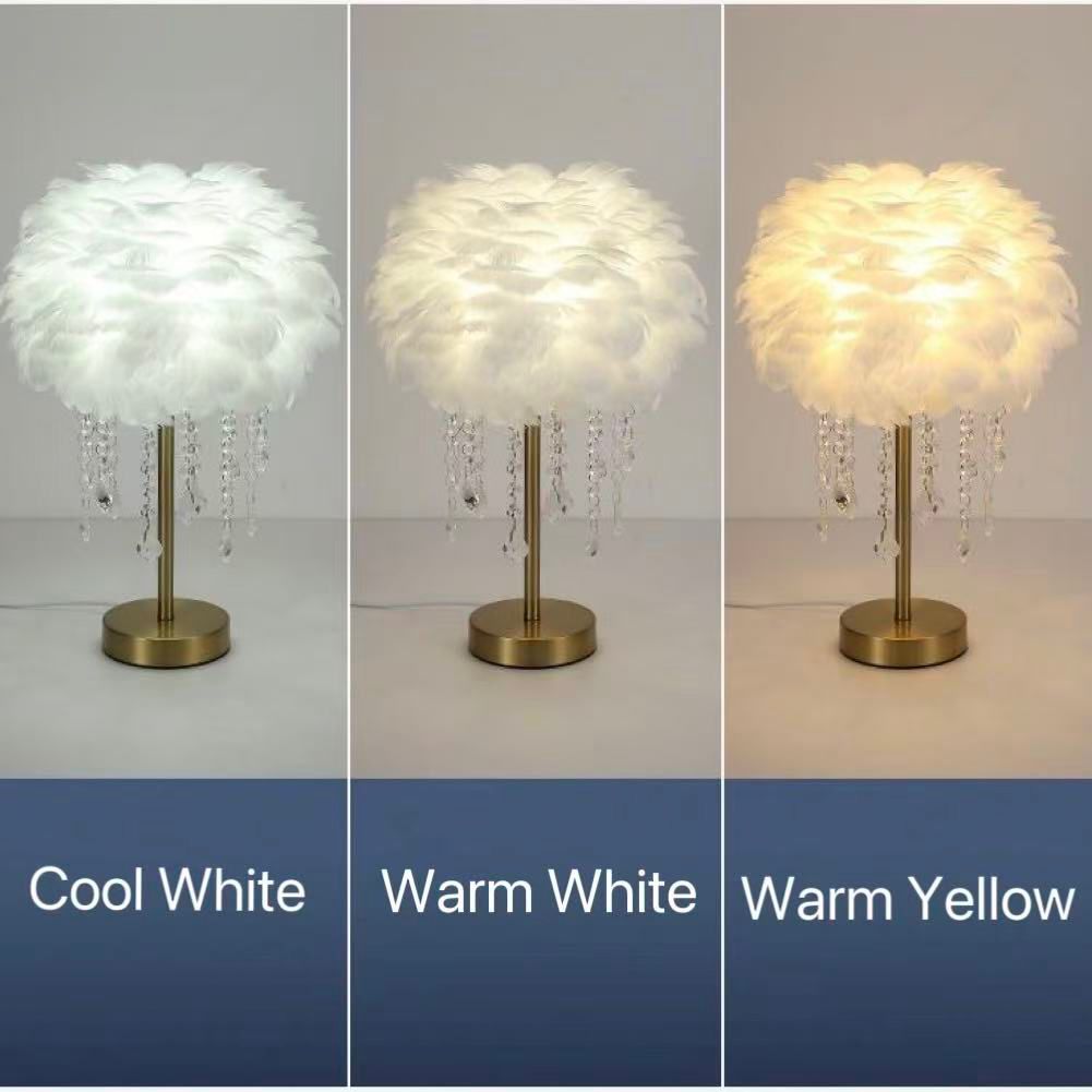 Real Feather-Table lamp with Crystal Pendants - Image 4