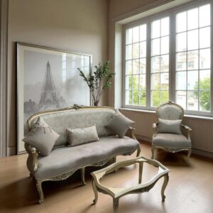 French Style sofa set -Solid Wood With Center Table
