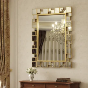 Decorative Wall Mirror with Gold Frame, Lightweight, High Quality Glass, Vertical Horizontal Orientation Hanging Wall Decor Gift