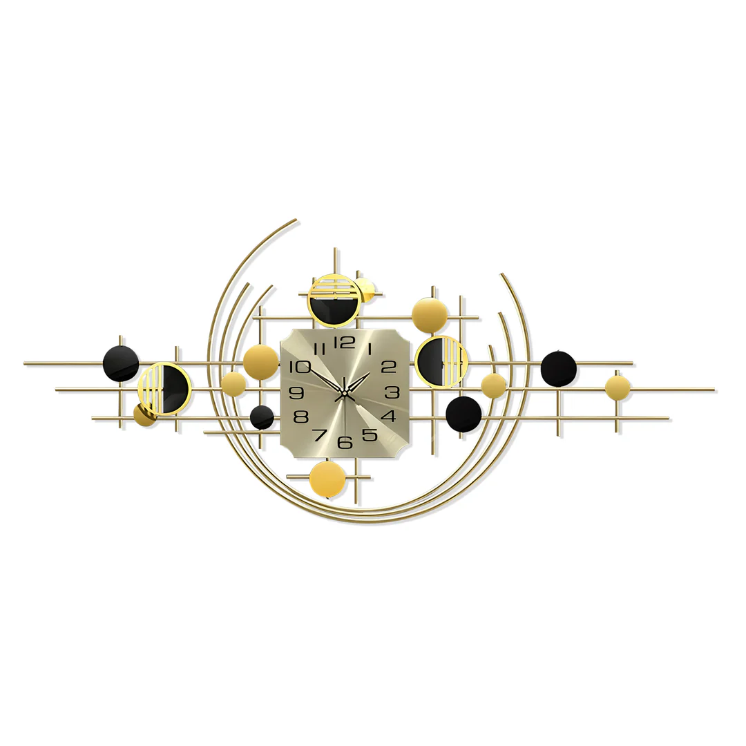 Large Decorative Metal Wall Clock, 40" Wide, Silent Gold Accent Home Office Decor - Image 10
