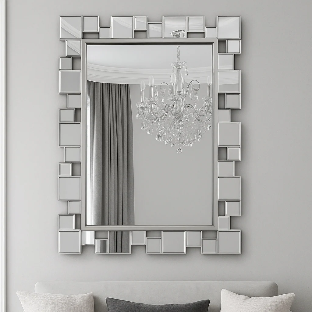 Modern Contemporary Silver Framed Decorative Mirror, Versatile Wall Mirror Living Room, Entryway, Bedroom Decor Gift