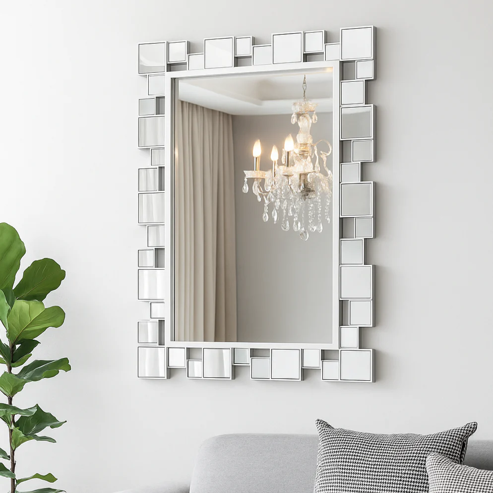 Modern Contemporary Silver Framed Decorative Mirror, Versatile Wall Mirror Living Room, Entryway, Bedroom Decor Gift - Image 6