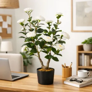 Decorative Artificial Rose Plant, 90 cm High, Indoor Home Office Decor, Zero Maintenance Ornament
