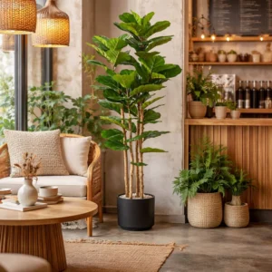Artificial Fig Tree Fiddle Leaf 150 cm Tall Indoor Home Decor, Realistic Lifelike Faux Plant for Living Room or Office