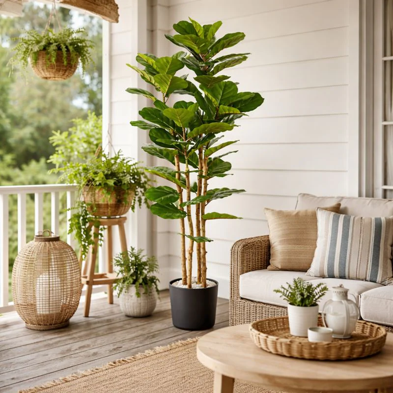 Artificial Fig Tree Fiddle Leaf 150 cm Tall Indoor Home Decor, Realistic Lifelike Faux Plant for Living Room or Office - Image 5