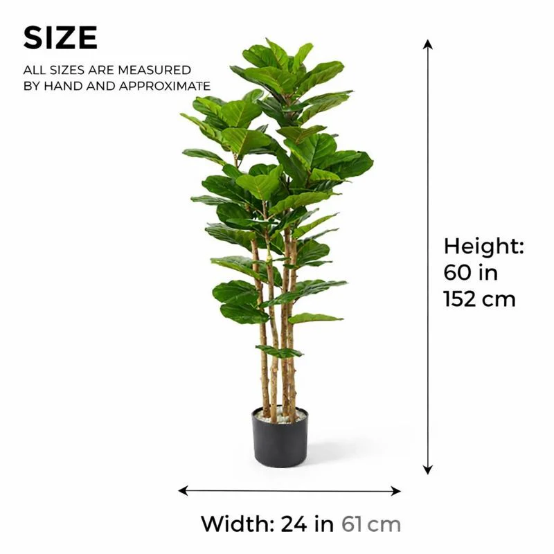 Artificial Fig Tree Fiddle Leaf 150 cm Tall Indoor Home Decor, Realistic Lifelike Faux Plant for Living Room or Office - Image 7