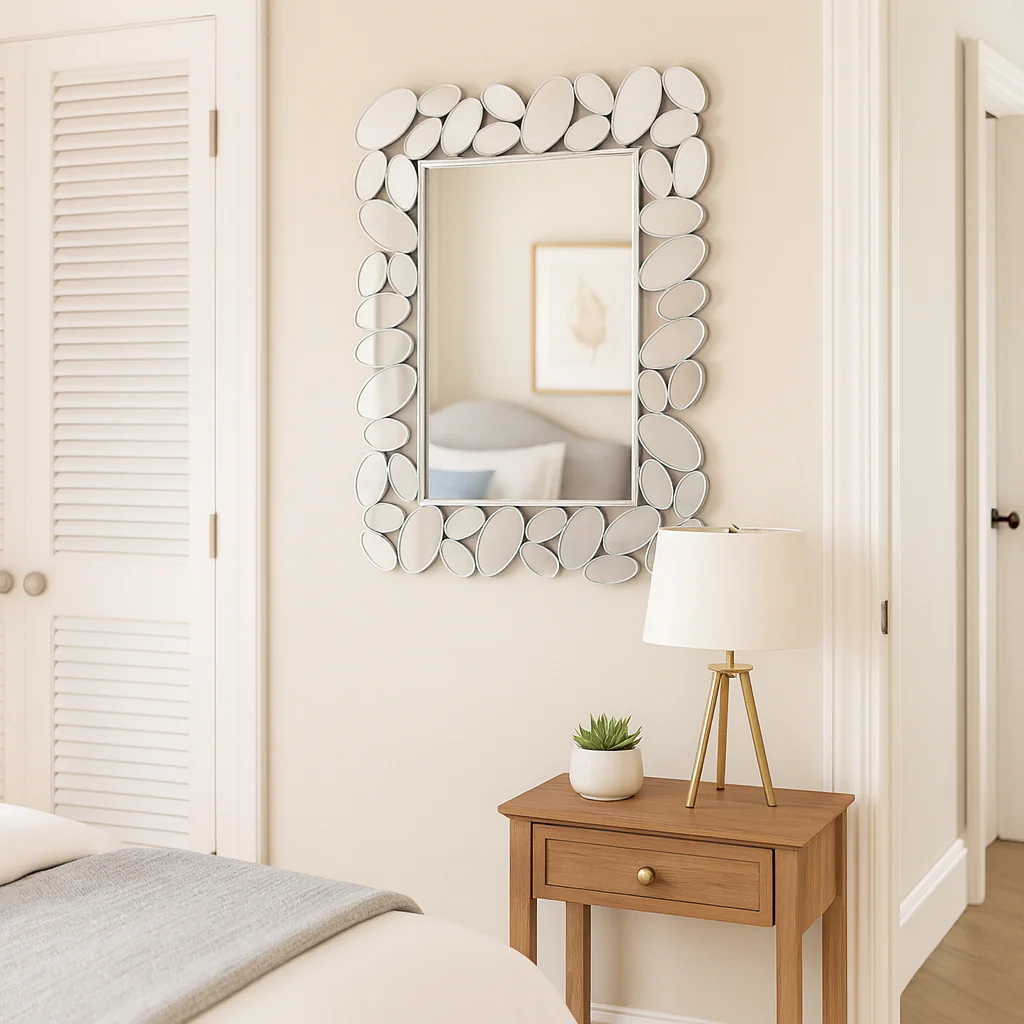 Modern Contemporary Silver Framed Mirror, 72 cm Modern Wall Mirror for Living Room, Entryway, Bedroom Decor Gift - Image 8