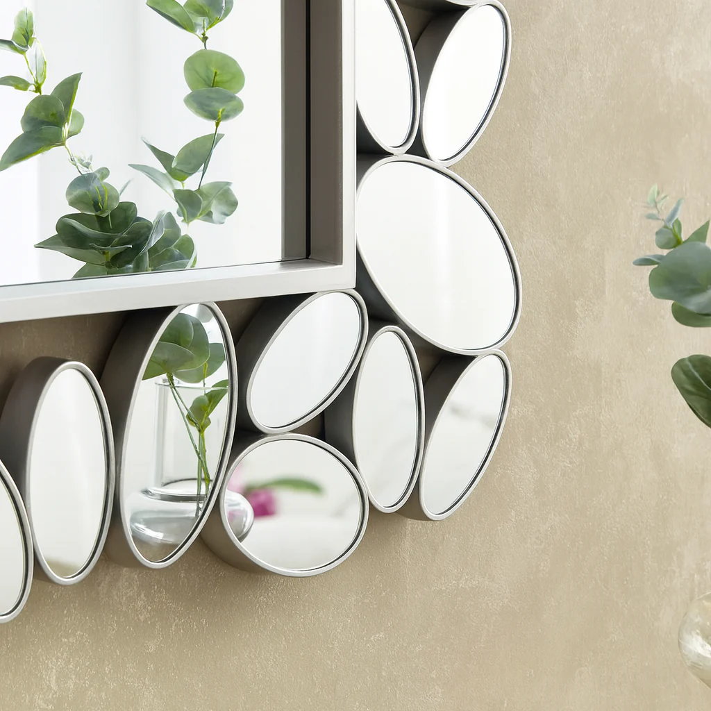 Modern Contemporary Silver Framed Mirror, 72 cm Modern Wall Mirror for Living Room, Entryway, Bedroom Decor Gift - Image 7