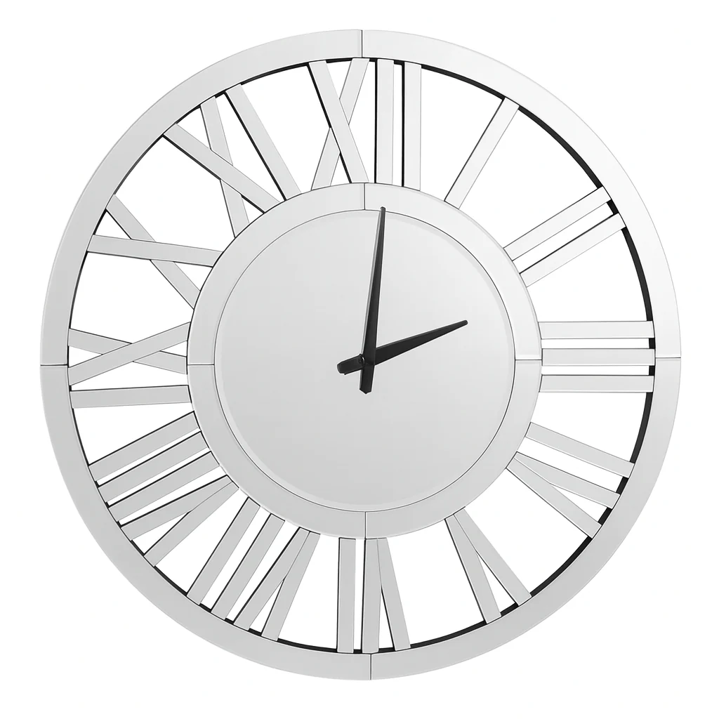 Large 60 cm Round Glass Mirror Wall Clock, Modern Roman Numeral Decorative Clock, Above Bed, Couch Decor, Gift - Image 6