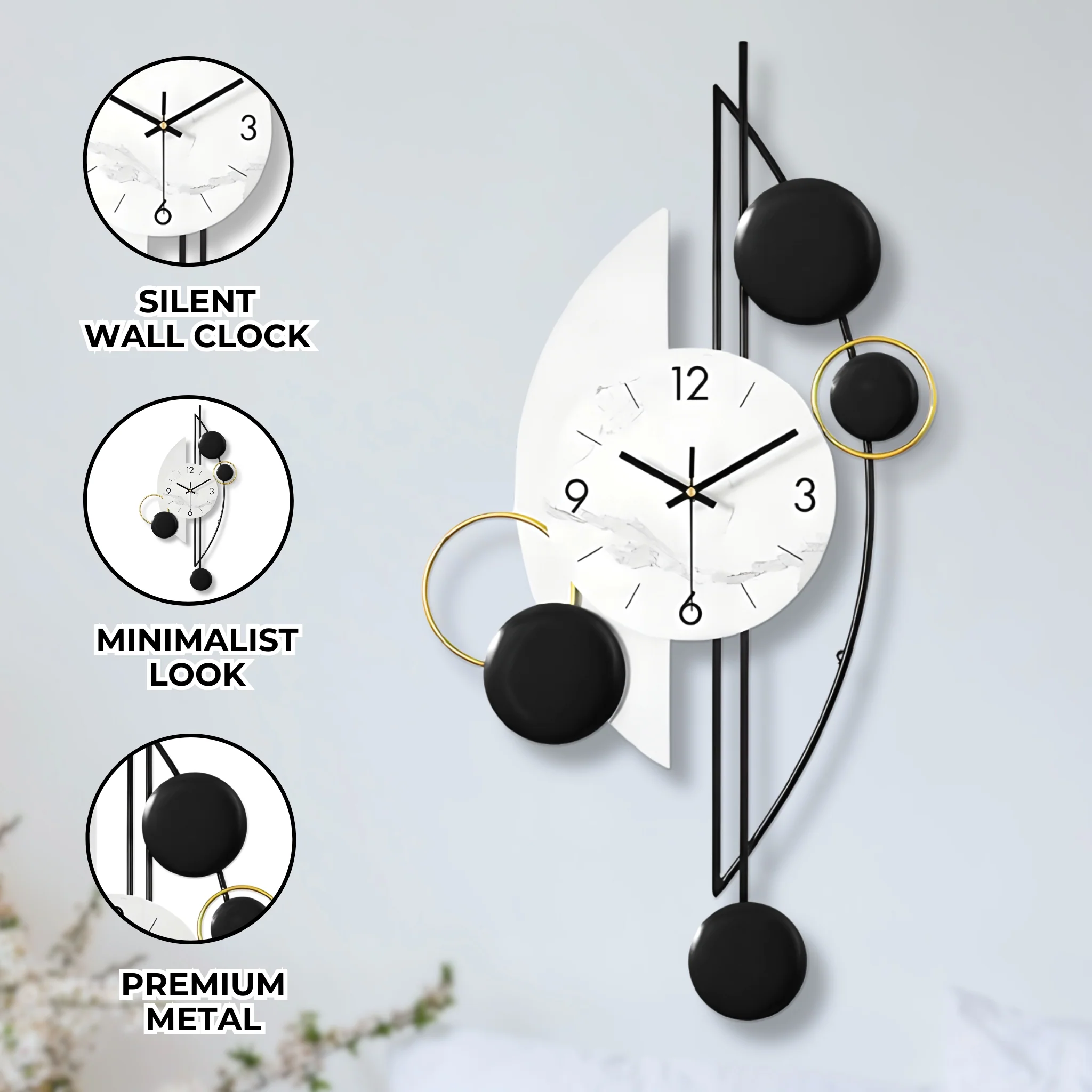 Modern Decorative Vertical Wall Clock for Home or Office, 32" Silent Non Ticking Minimalist Clock - Image 7