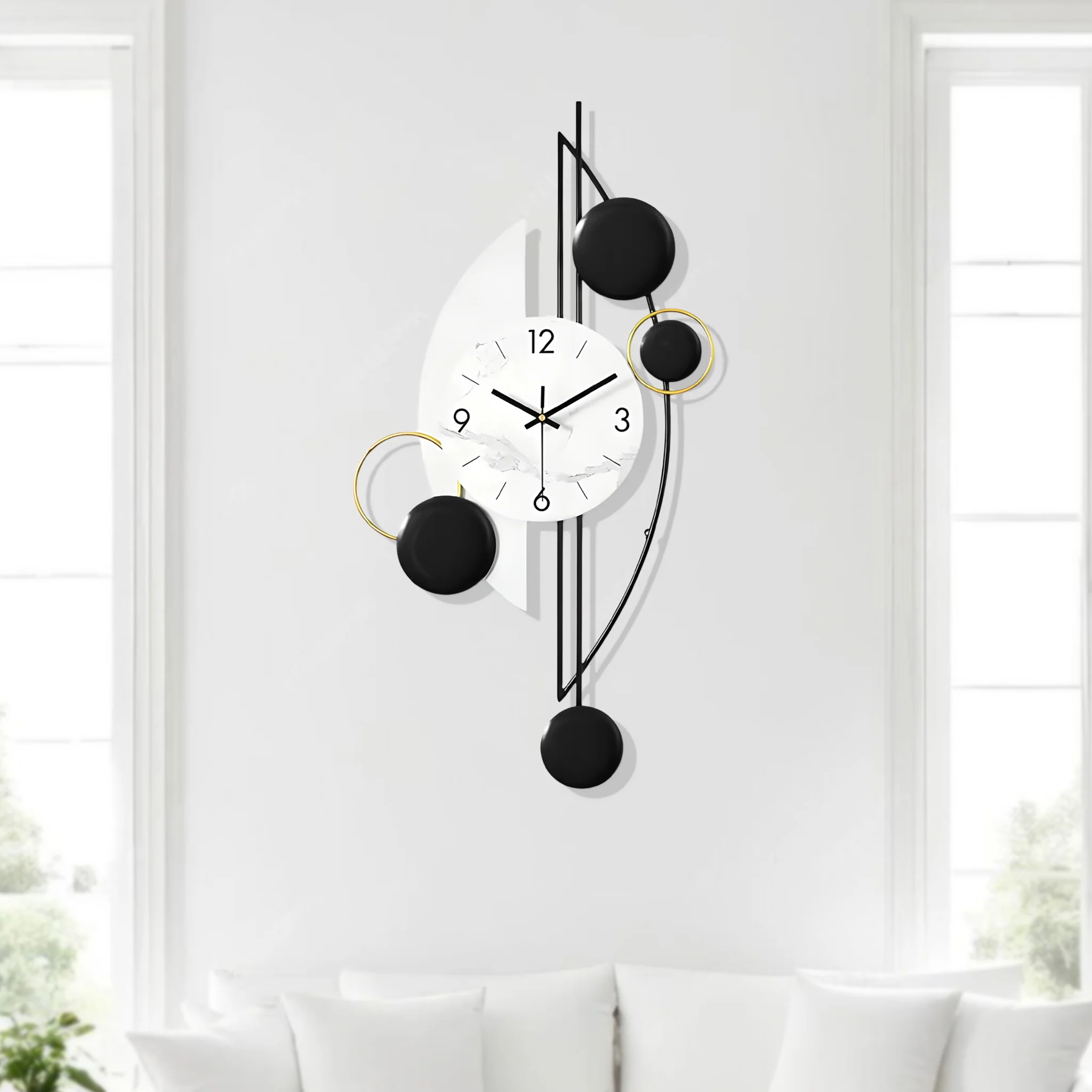 Modern Decorative Vertical Wall Clock for Home or Office, 32" Silent Non Ticking Minimalist Clock - Image 3