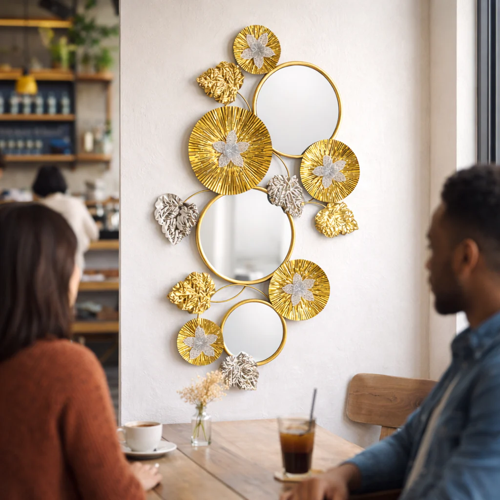 Large Gold Metal Wall Mirror, Wall Art Decor for Living Room, Office, Home, Entryway, Horizontal Vertical - Image 7