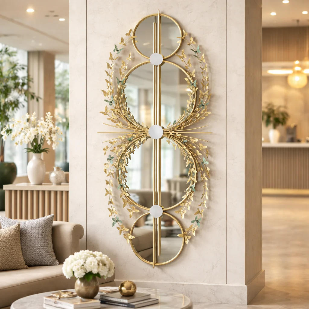 Large Decorative Butterfly Gold Metal Wall Mirror, Decorative Wall Art Home Office Living Room Entryway Decor - Image 6