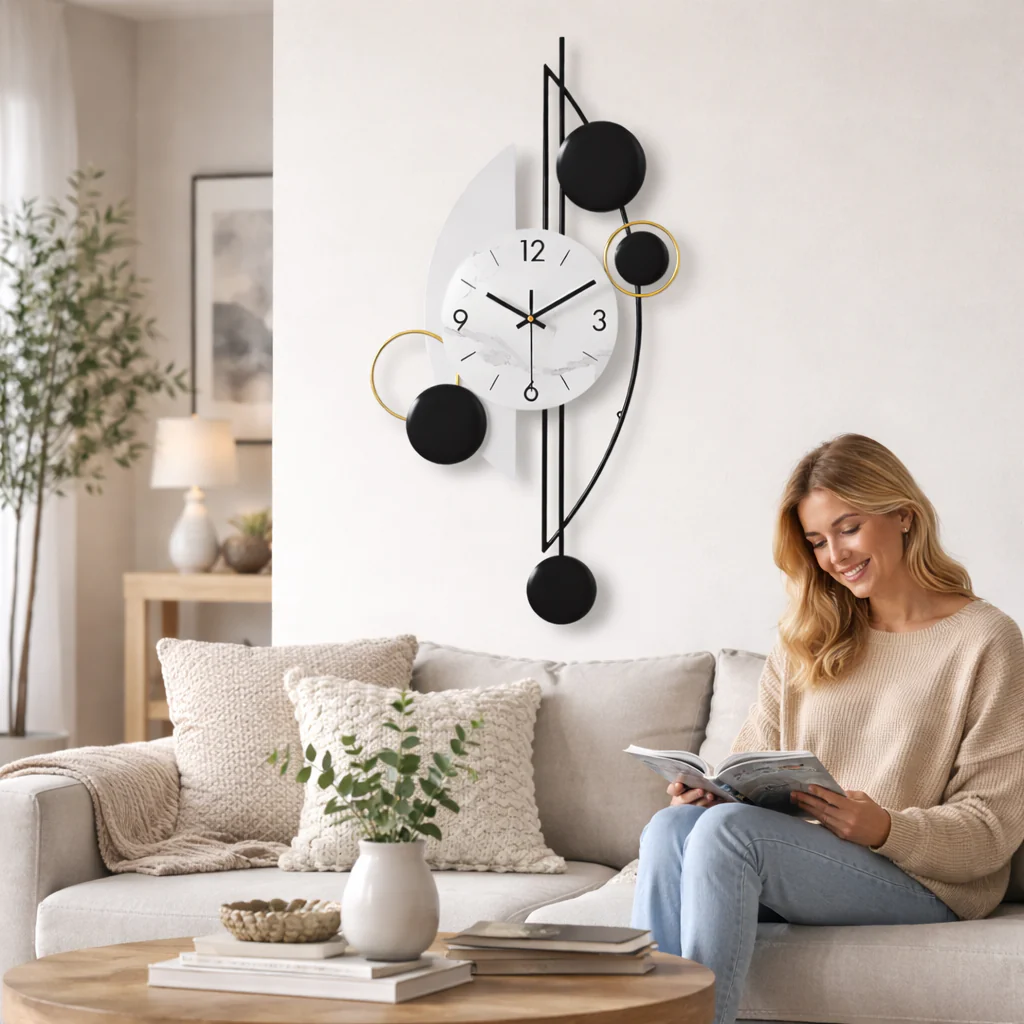 Modern Decorative Vertical Wall Clock for Home or Office, 32" Silent Non Ticking Minimalist Clock - Image 9