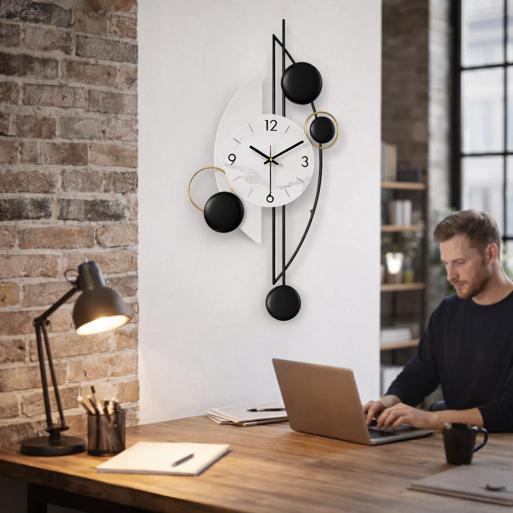 Modern Decorative Vertical Wall Clock for Home or Office, 32" Silent Non Ticking Minimalist Clock - Image 5
