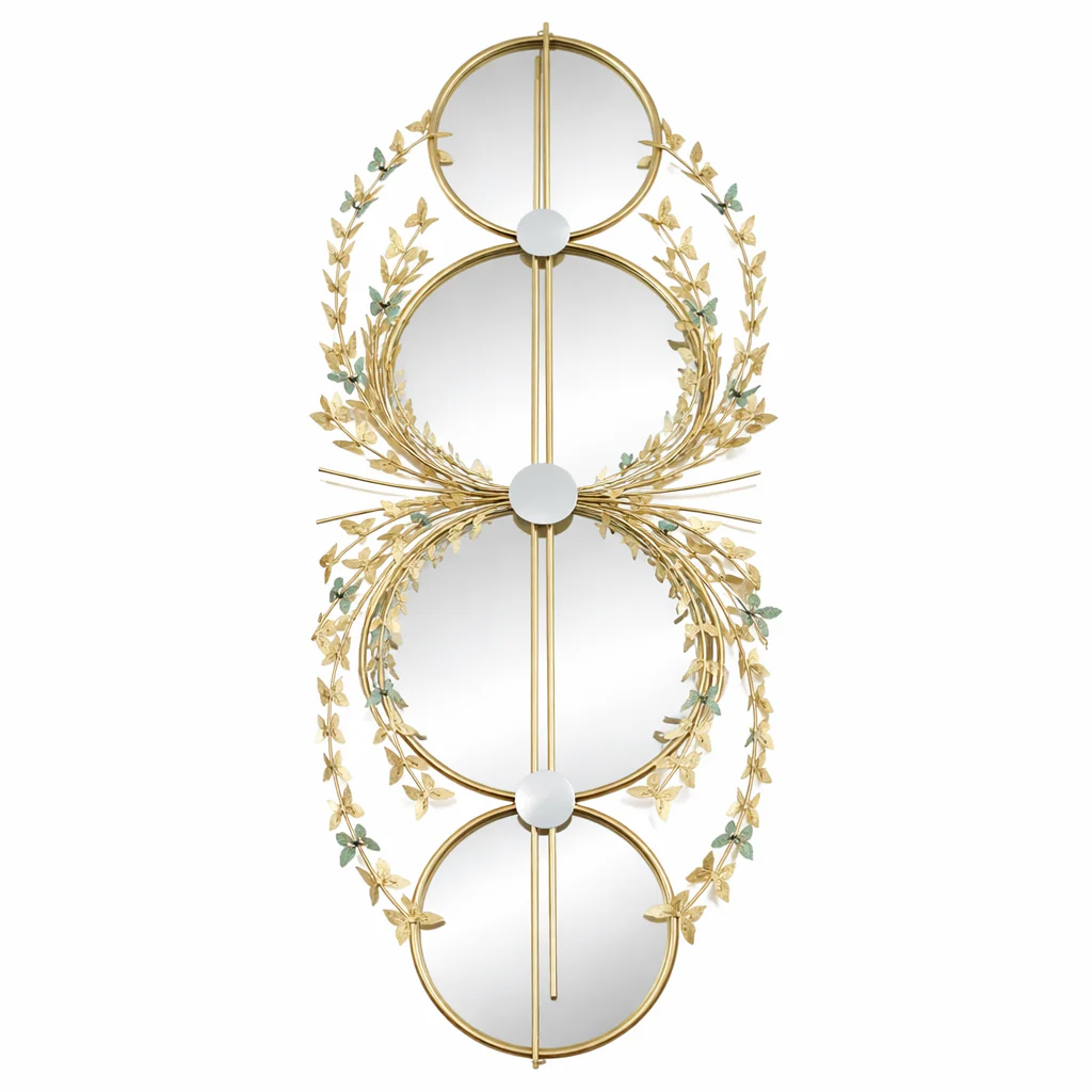 Large Decorative Butterfly Gold Metal Wall Mirror, Decorative Wall Art Home Office Living Room Entryway Decor - Image 2