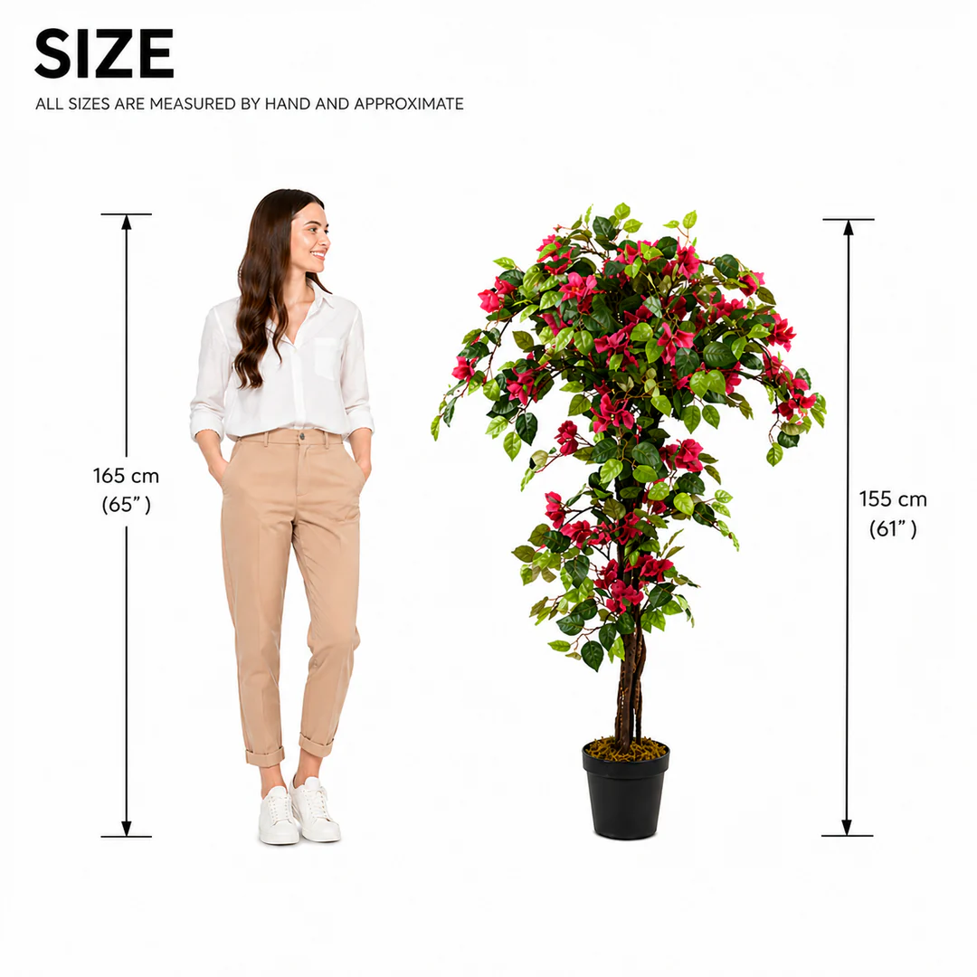 Artificial Bougainvillea Tree 4ft Pink Faux Bougainvillea Plant with Stable Base for Home & Office Decor, Housewarming Gift - Image 2